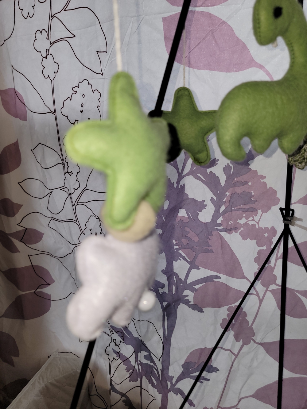 Plush Green and Cream Dinosaur Mobile - Brand Unknown